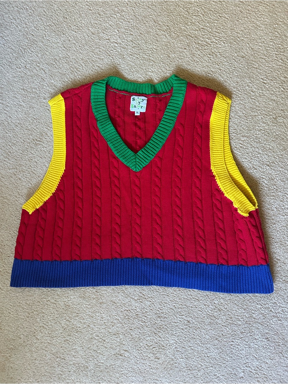 Shiny by Nature Colorblock Cable Knit Sweater Vest